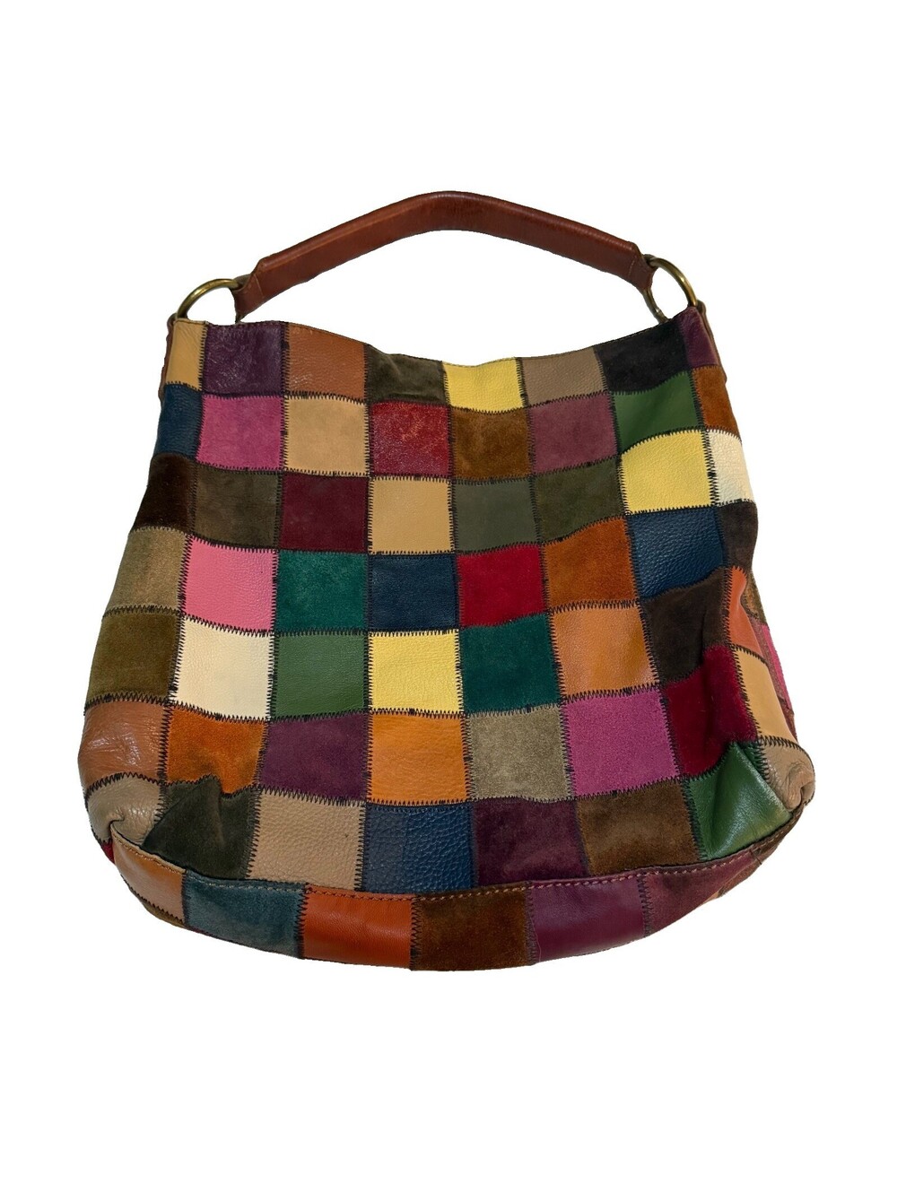 Rare ASO Ugly Betty Y2K Lucky Brand Leather Suede Patchwork Hobo Bag